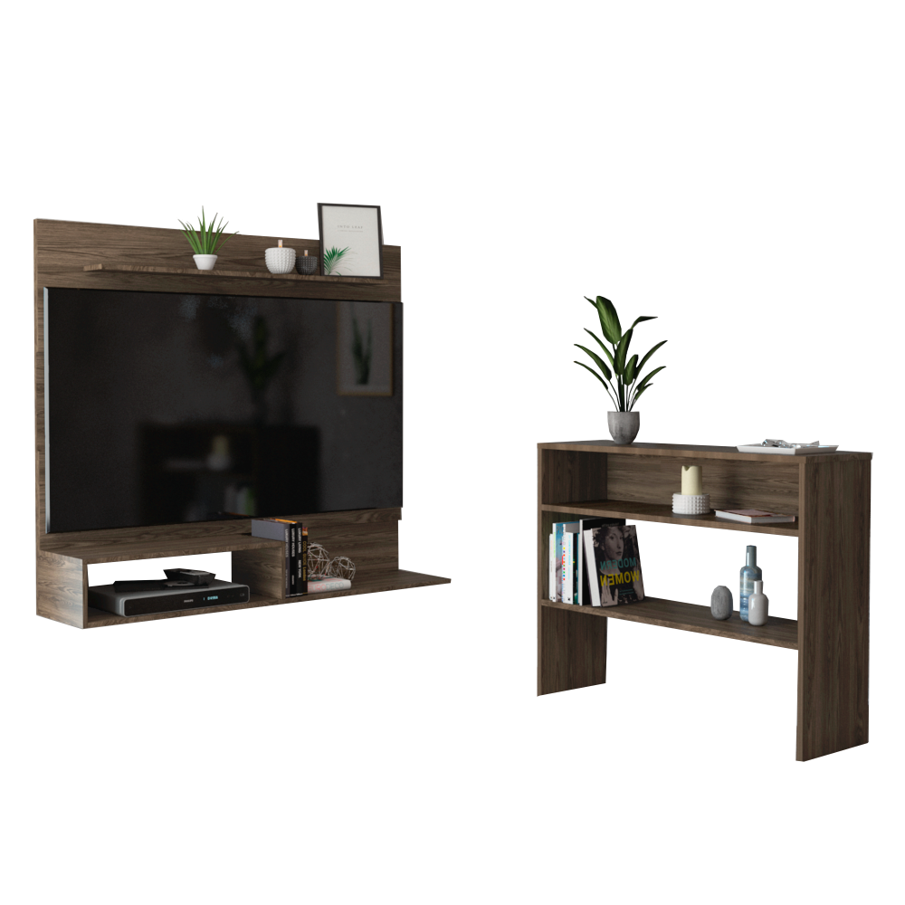 Panel TV + Arrimo Beijing Color Coñac Para Sala De Estar